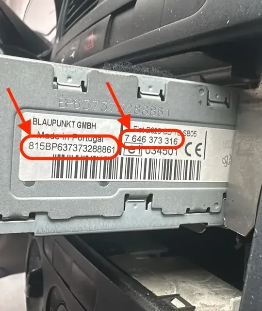 Görsel 1: Fiorino Bosch & Blaupunkt Teyp Etiketi